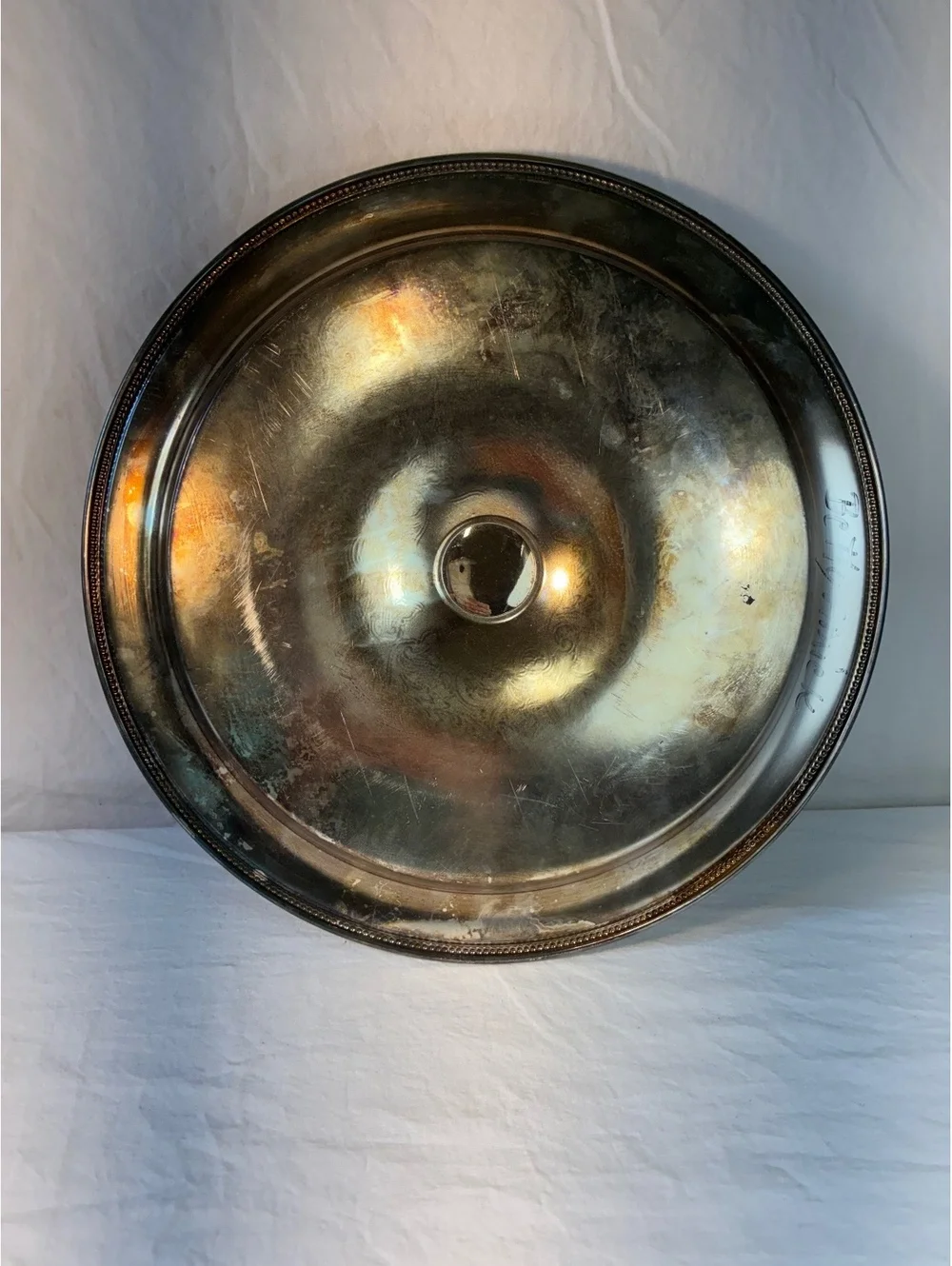 Vintage Silver Plated Serving Tray with  affixed condiment Bowl